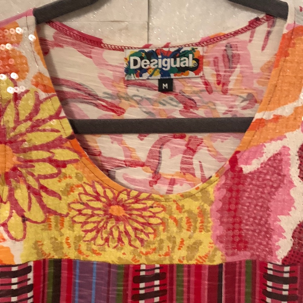 DESIGUAL : floral sequin tunic top